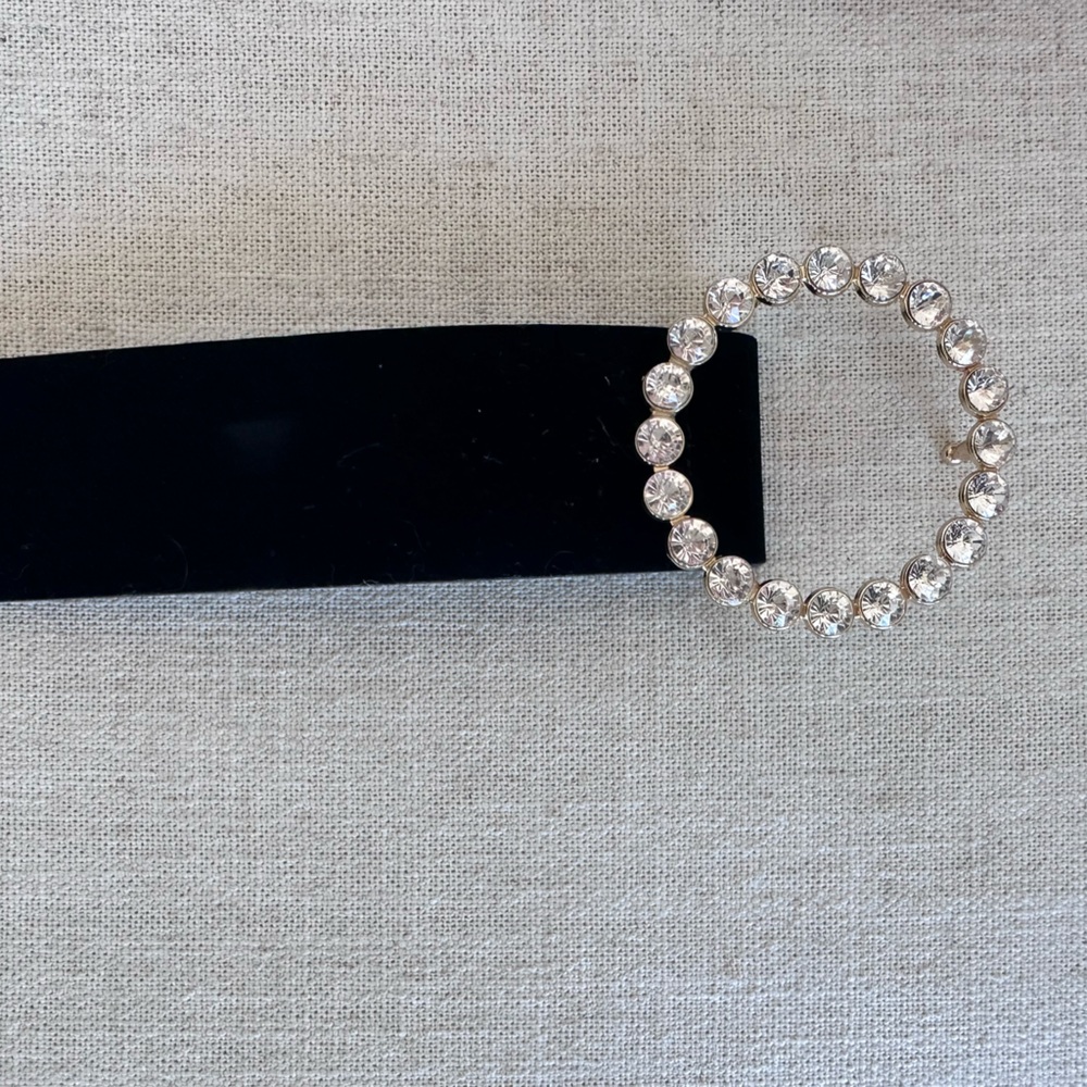 Zara Belt Bejeweled Rhinestone Crystal Gold Black Velvet Belt NWOT 37” - Picture 3 of 6